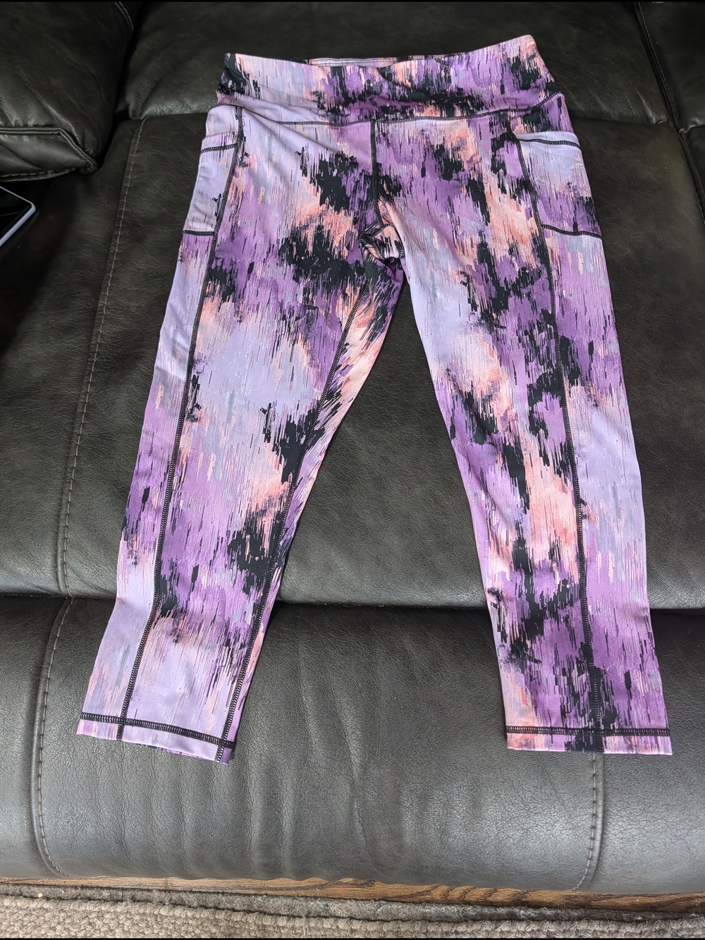 Women's Reebok Purple Patterned Active Capri Leggings